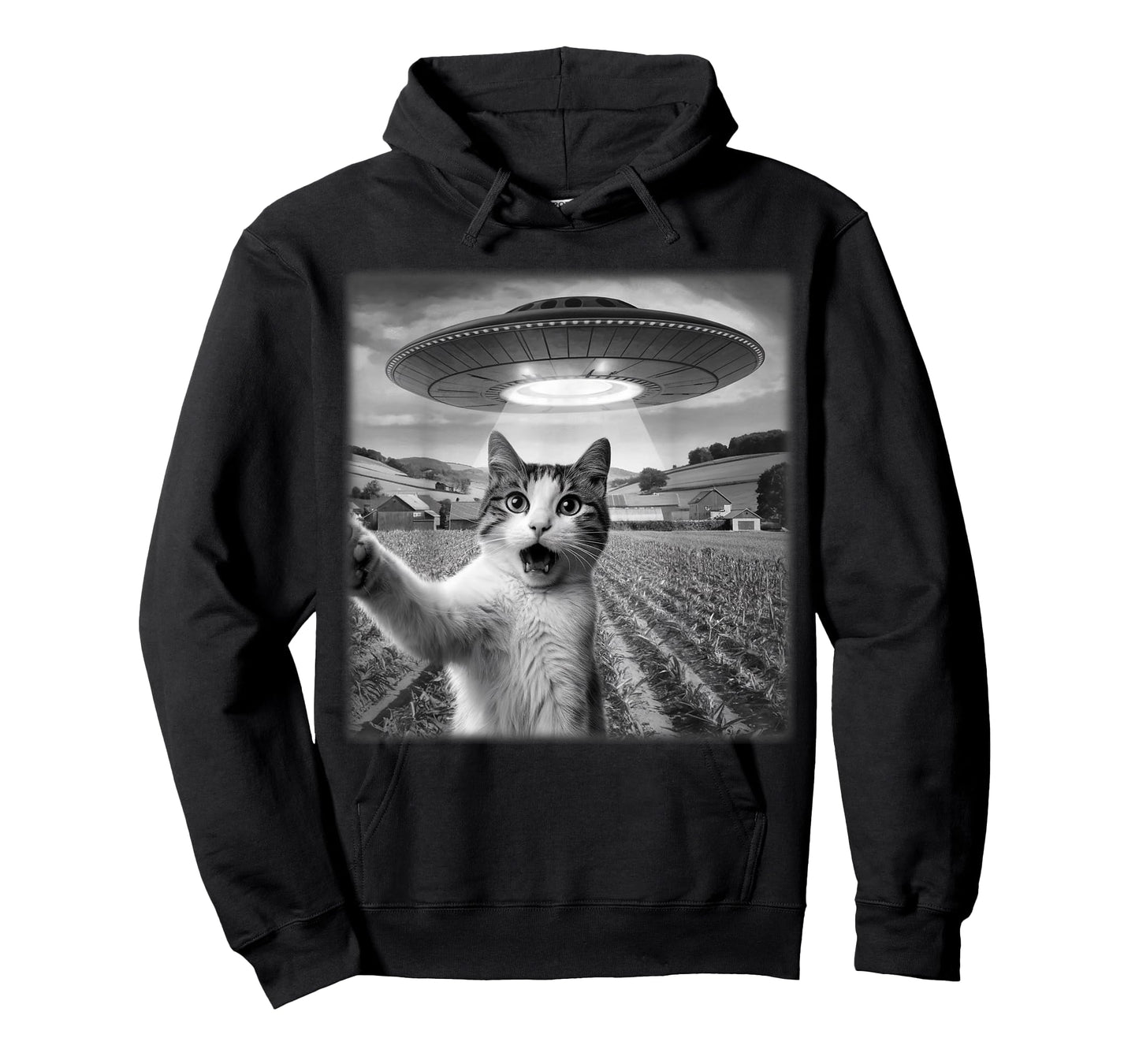 Cat Selfie With Alien UFO Funny Cat Meme For Men Women Kid T-Shirt