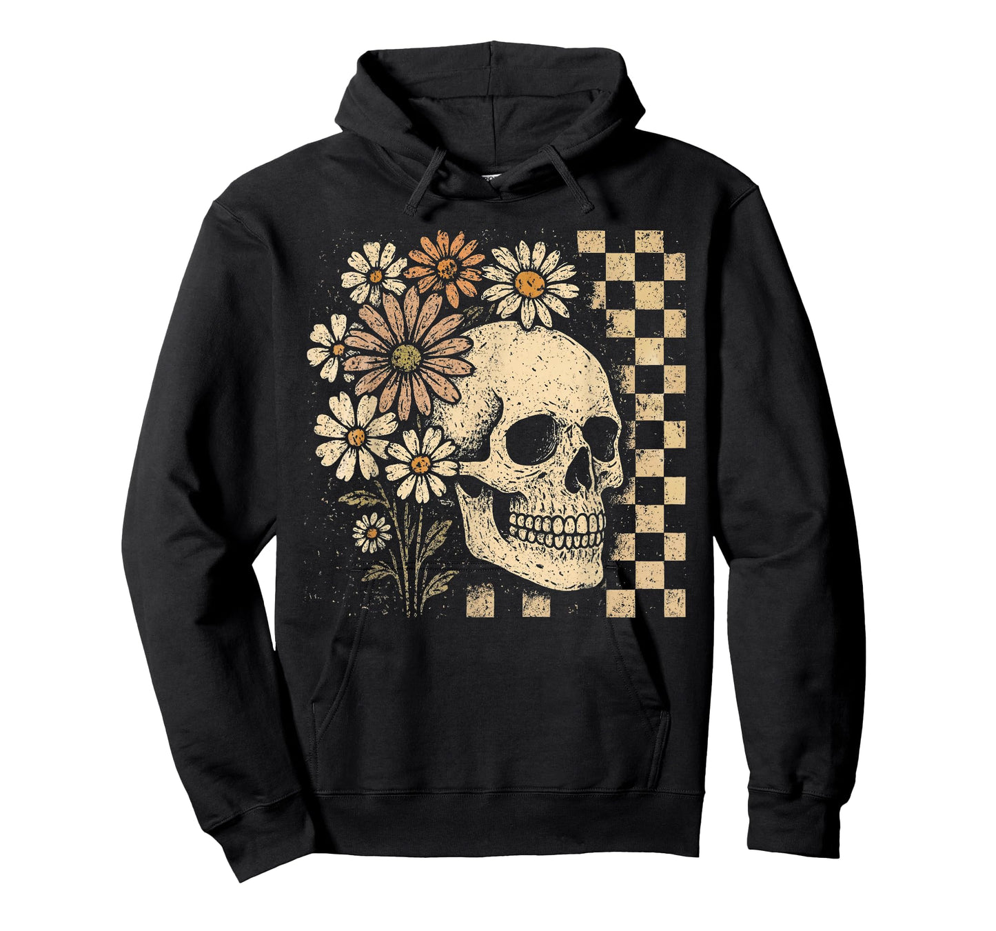 Skull Skeleton Wildflower Halloween Spooky Season Vintage T-Shirt