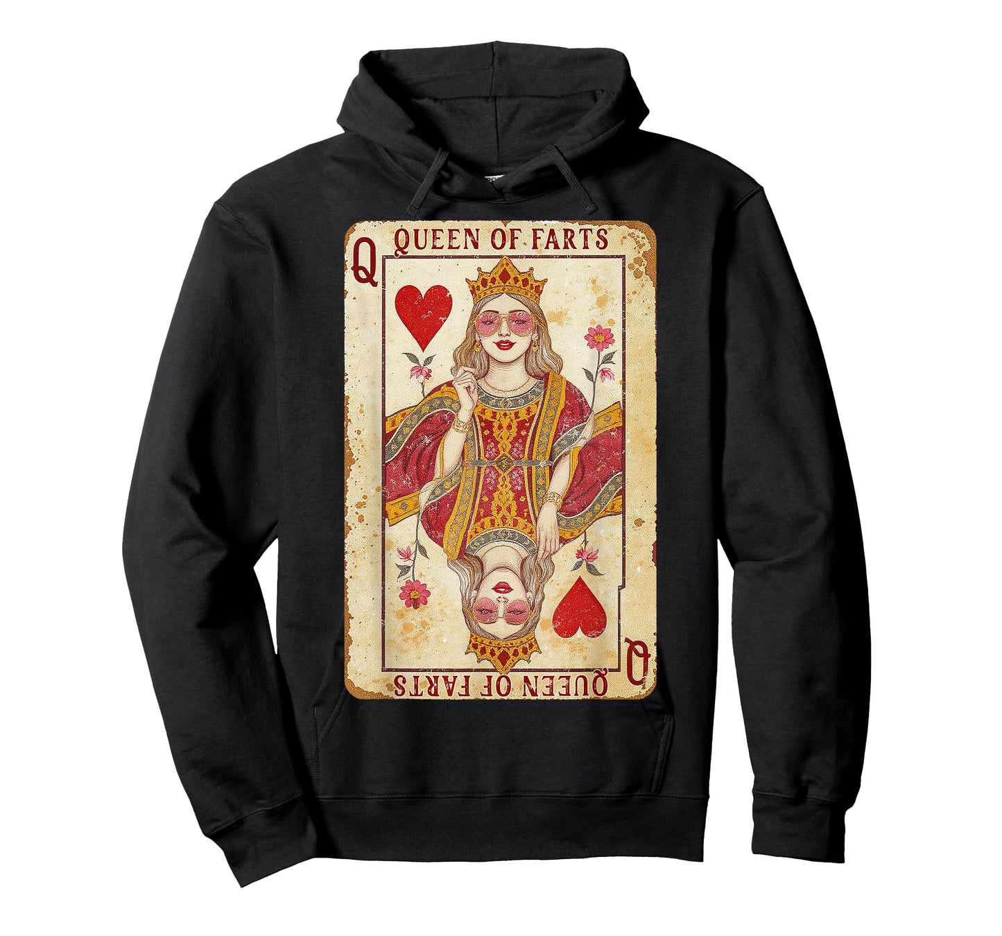Retro Card Queen of Farts Funny Novelty Fart Queen Sarcastic T-Shirt