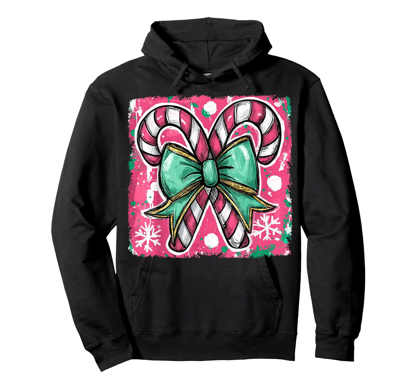 Retro Coquette Bow Candy Cane Christmas Season Colorful T-Shirt