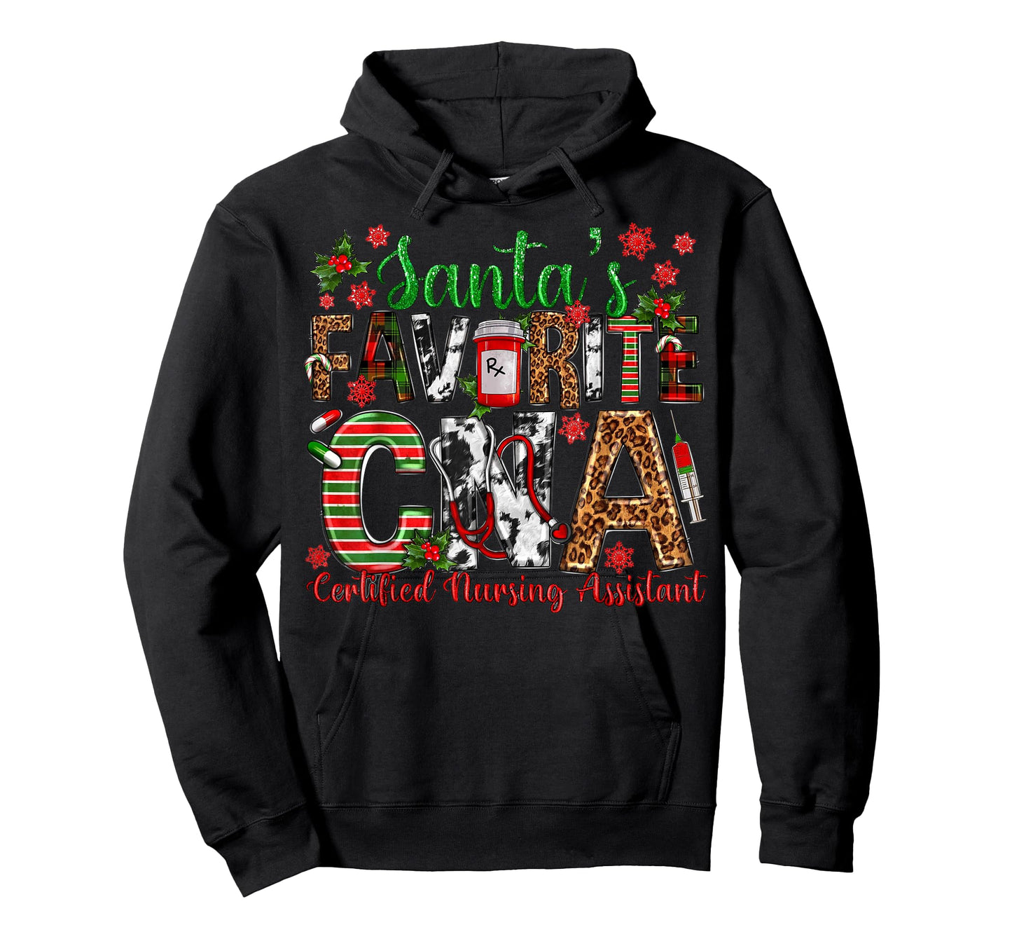 Santa's Favorite CNA Certified Nursing Assistant Christmas T-Shirt