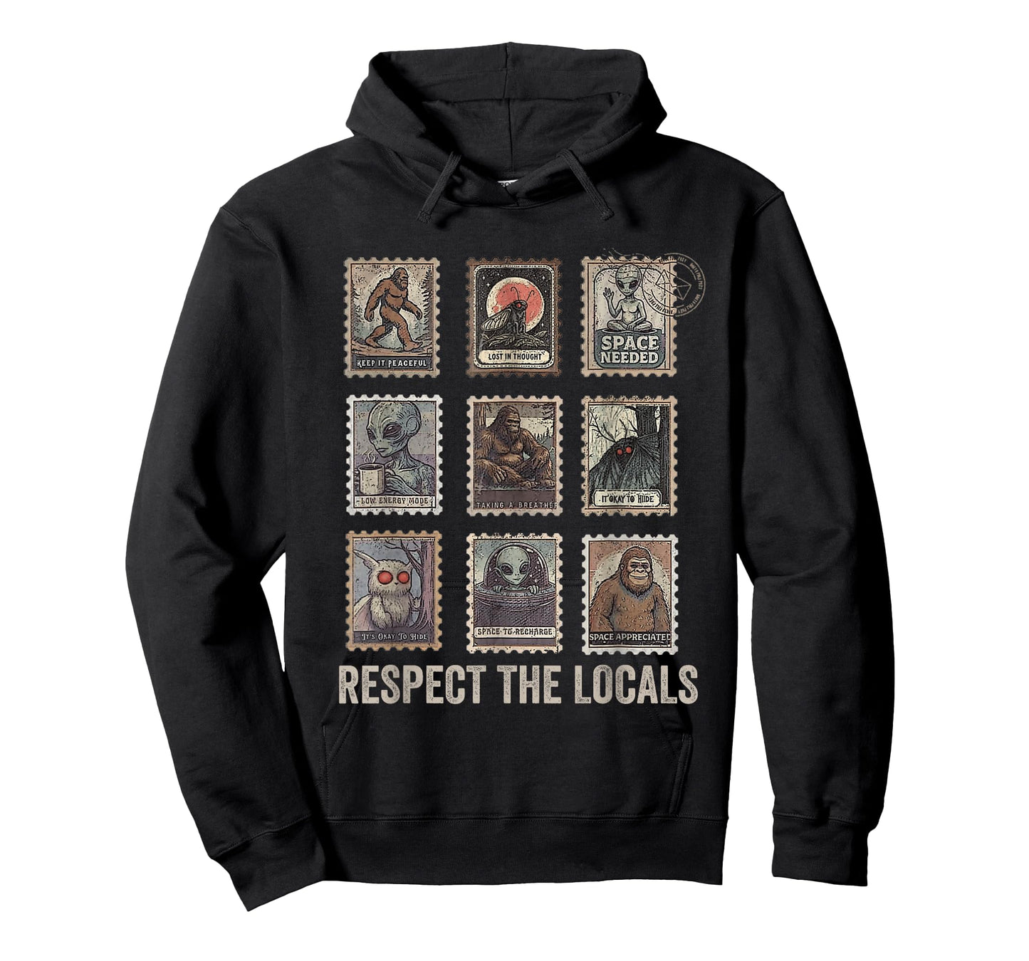 Respect The Locals Cryptids Folklure Mothman Bigfoot Alien T-Shirt