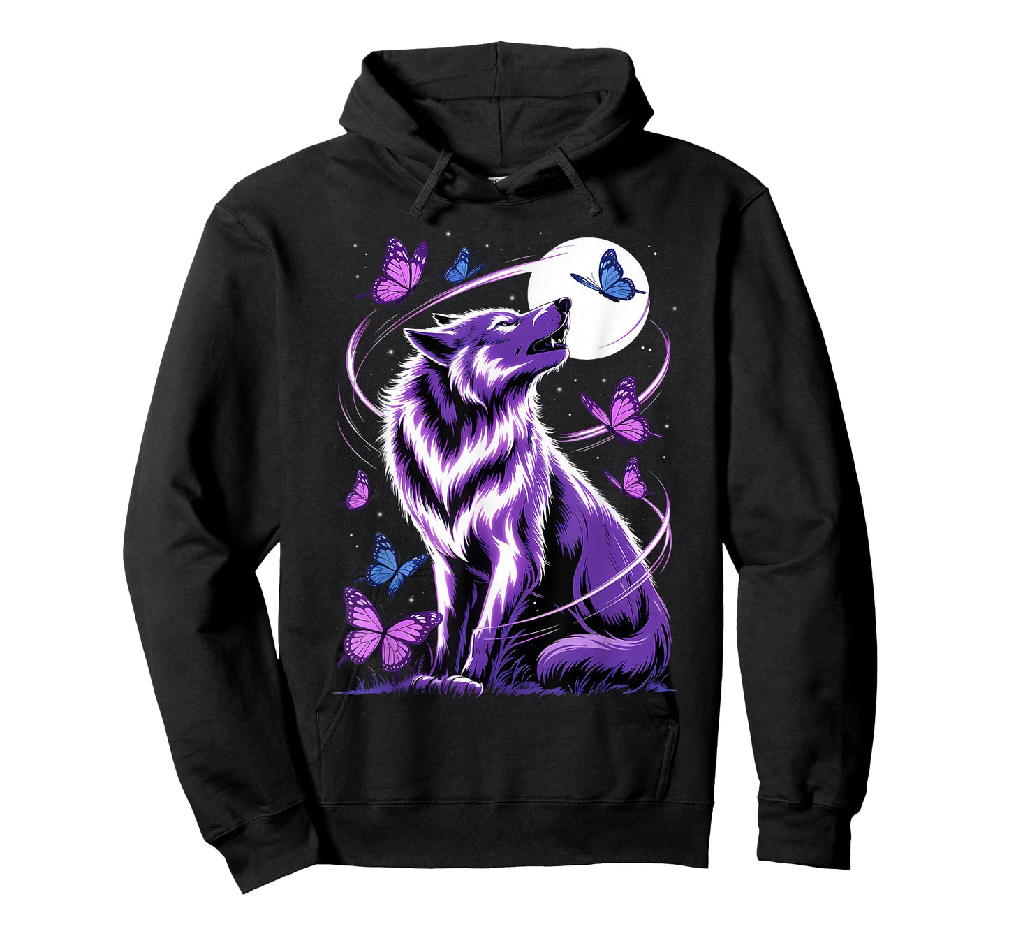 Wolf Magical Purple Butterfly Wolf Lover T-Shirt
