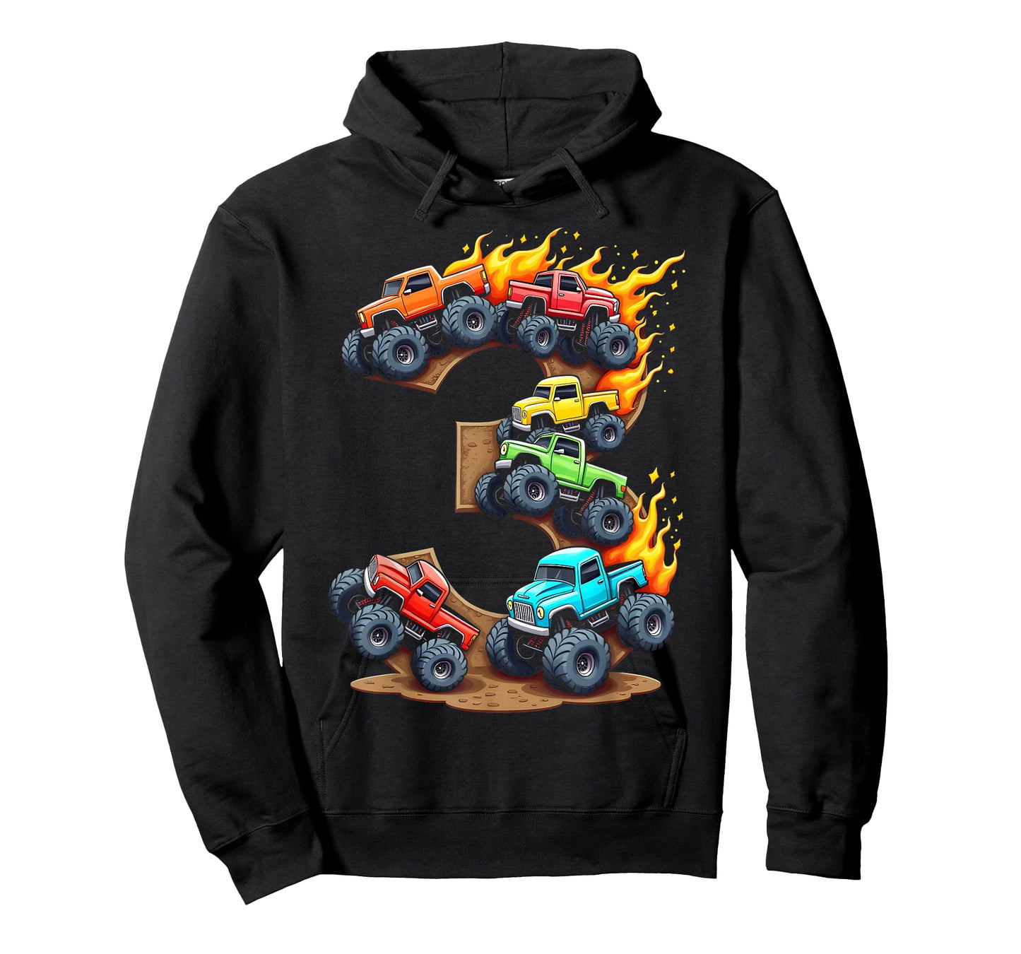 3 Year Old Monster Truck Boy Toddler 3rd Birthday Party T-Shirt