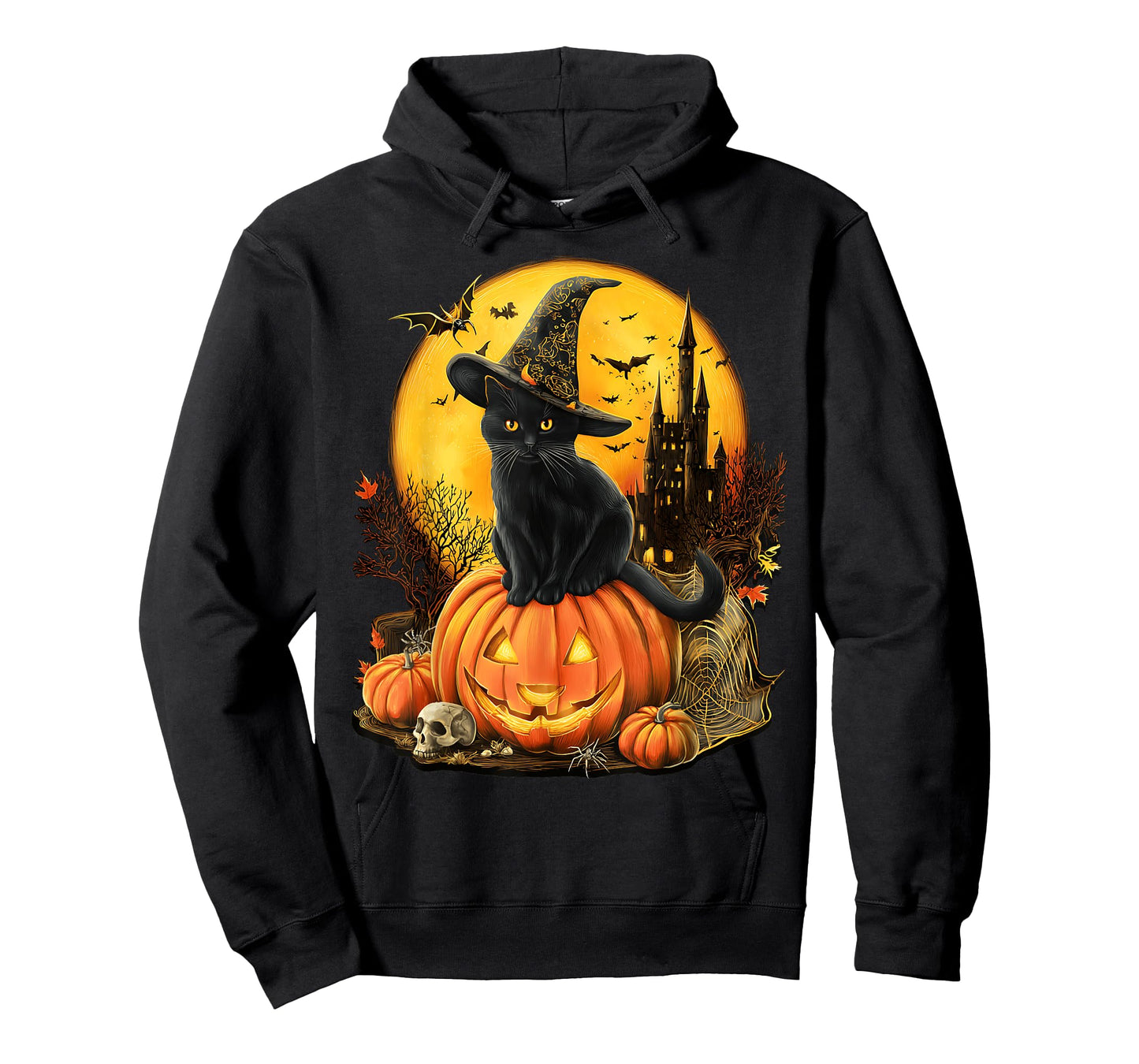 Halloween Vintage Cute Ghost Black Cat Pumpkins Floral T-Shirt