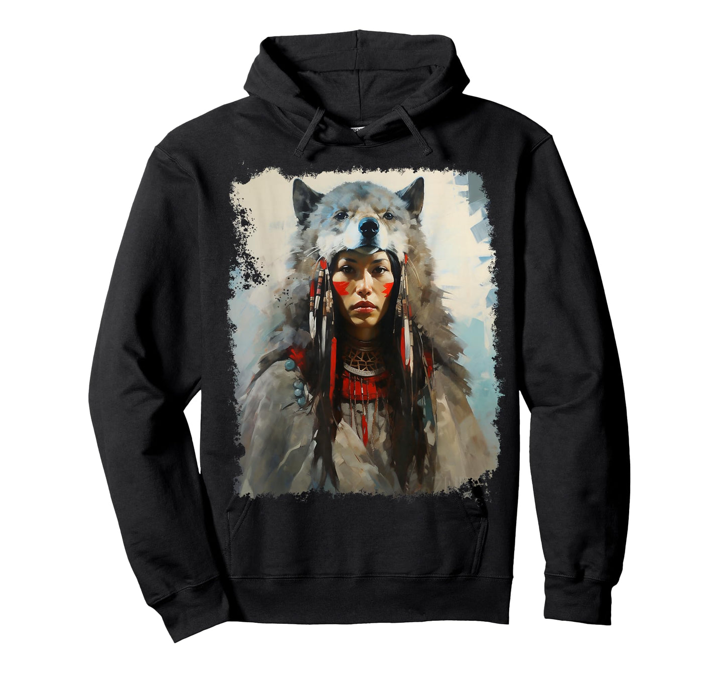 Native Indian Woman Tribe Wolf T-Shirt