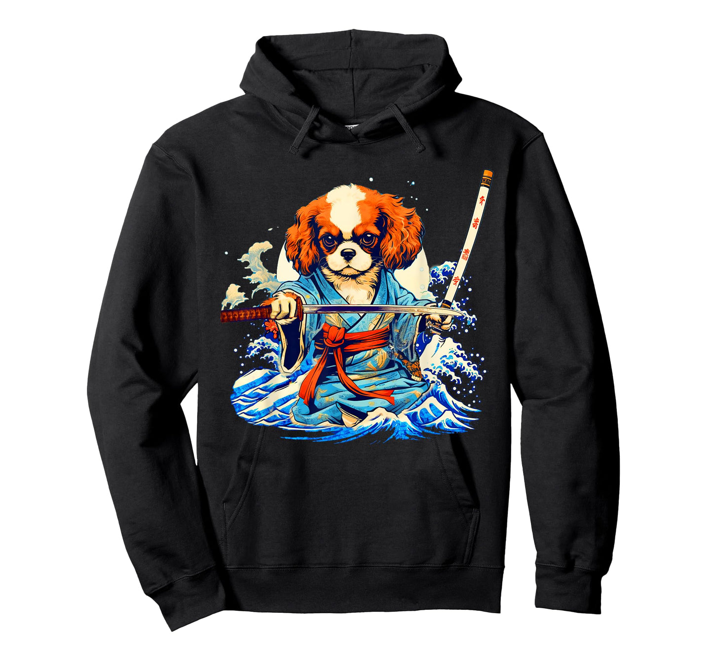 Cavalier King Charles Spaniel Dog Japanese Ukiyoe Art Ninja T-Shirt for Men Women Girls Kids