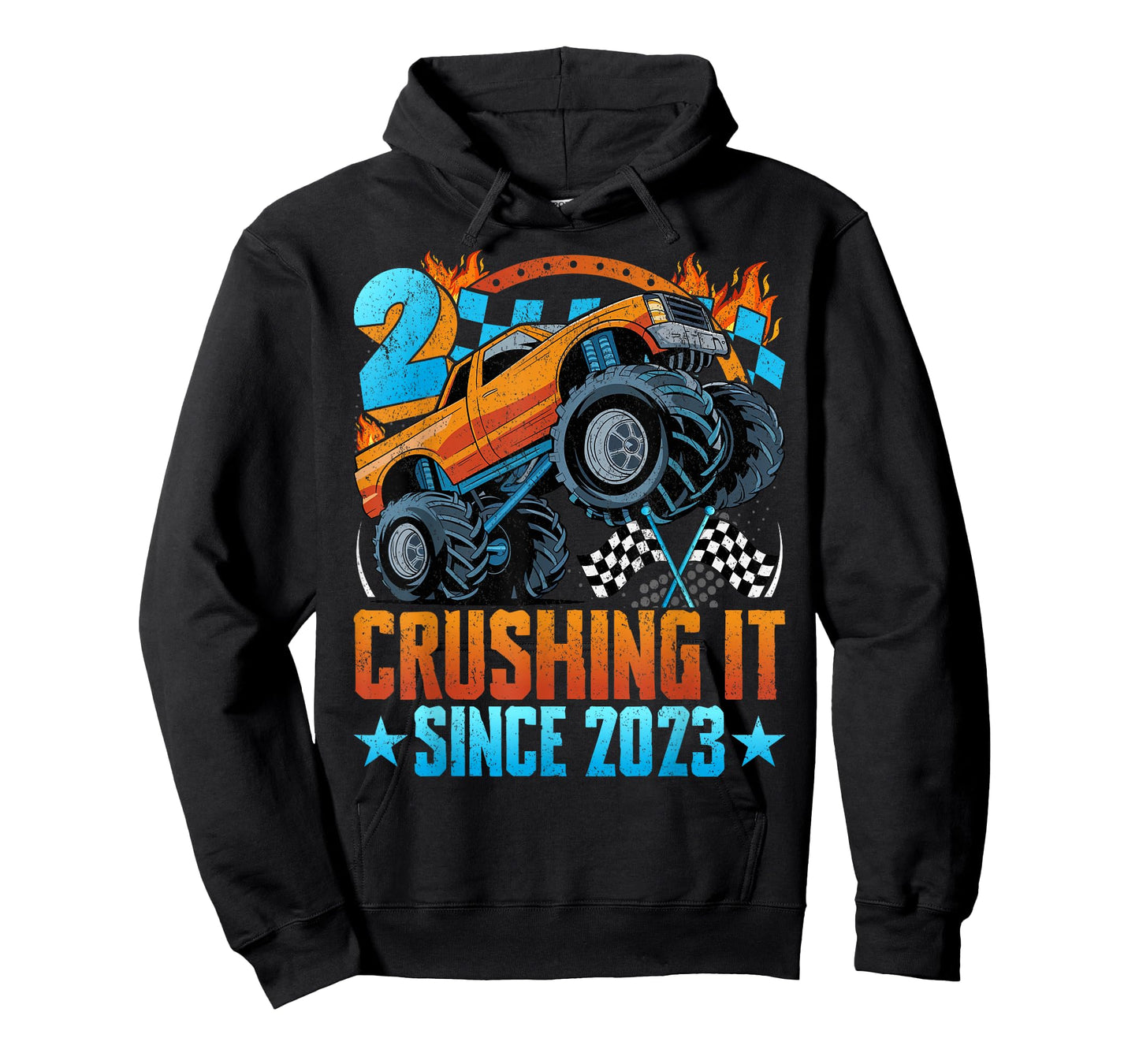 Birthday Monster Truck 2 Year Old Boys 2nd Party Born 2023 T-Shirt