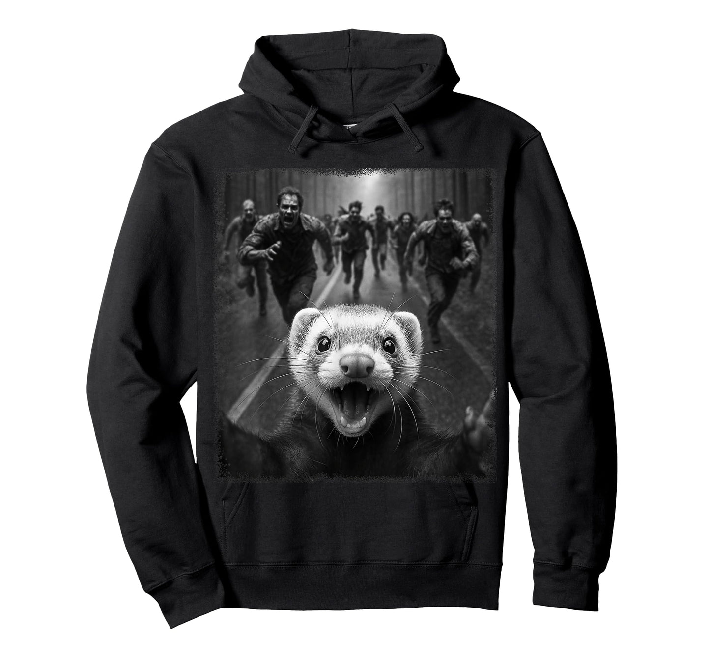 Funny Spooky Ferret Selfie With Creepy Halloween Zombies T-Shirt