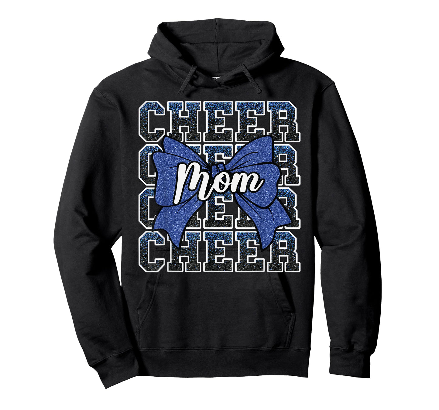 Cheer Mom Mama Bow Sport Cheerleader Cheerleading Blue T-Shirt