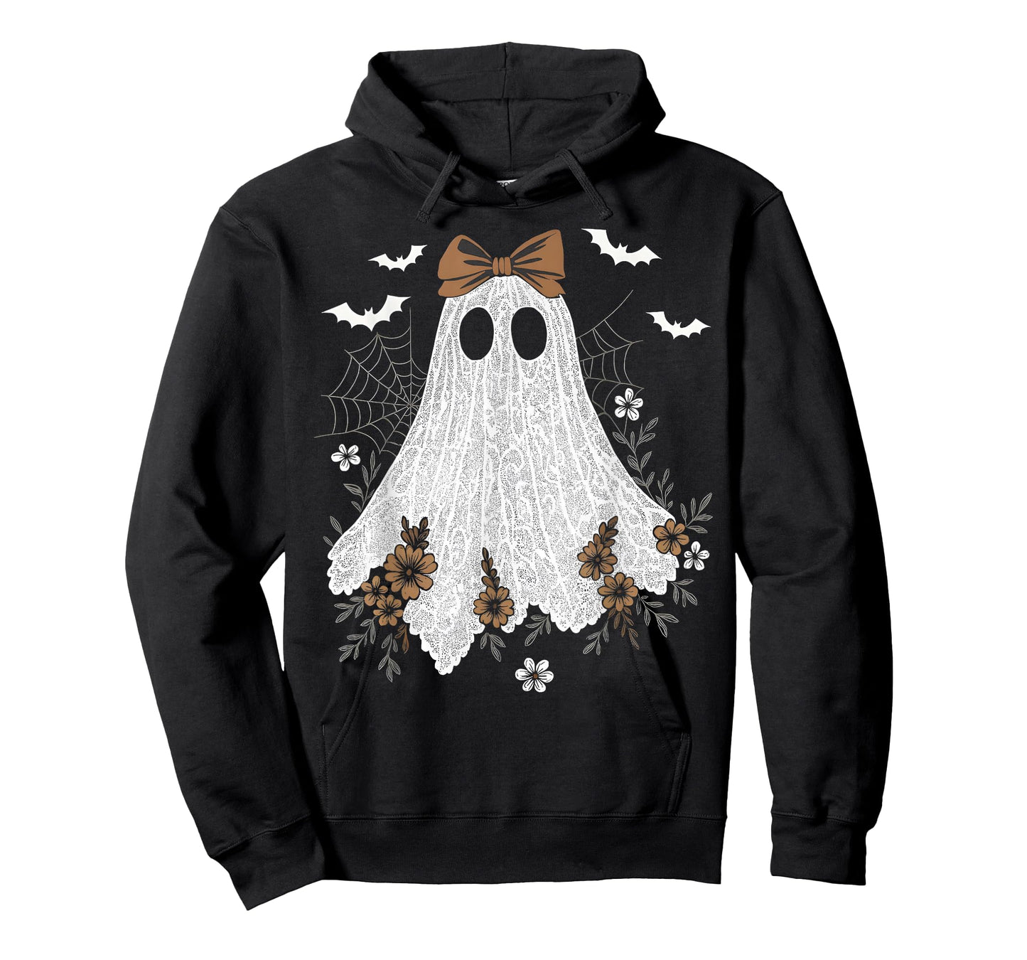 Coquette Ghost Halloween Flower Ghost Spooky Lace Ghost T-Shirt