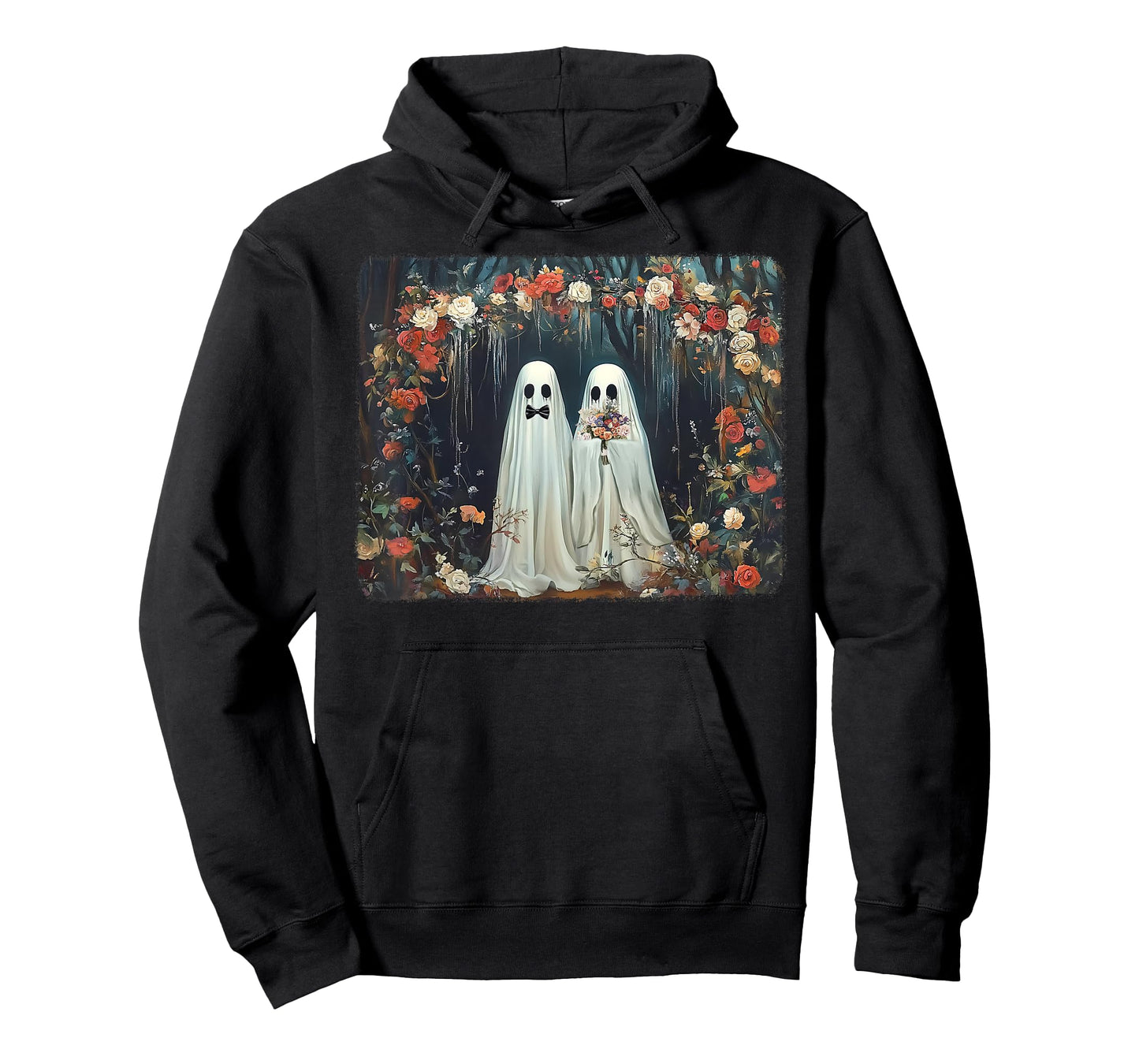 Halloween Floral Ghost Just Married Wedding Groom Bride T-Shirt