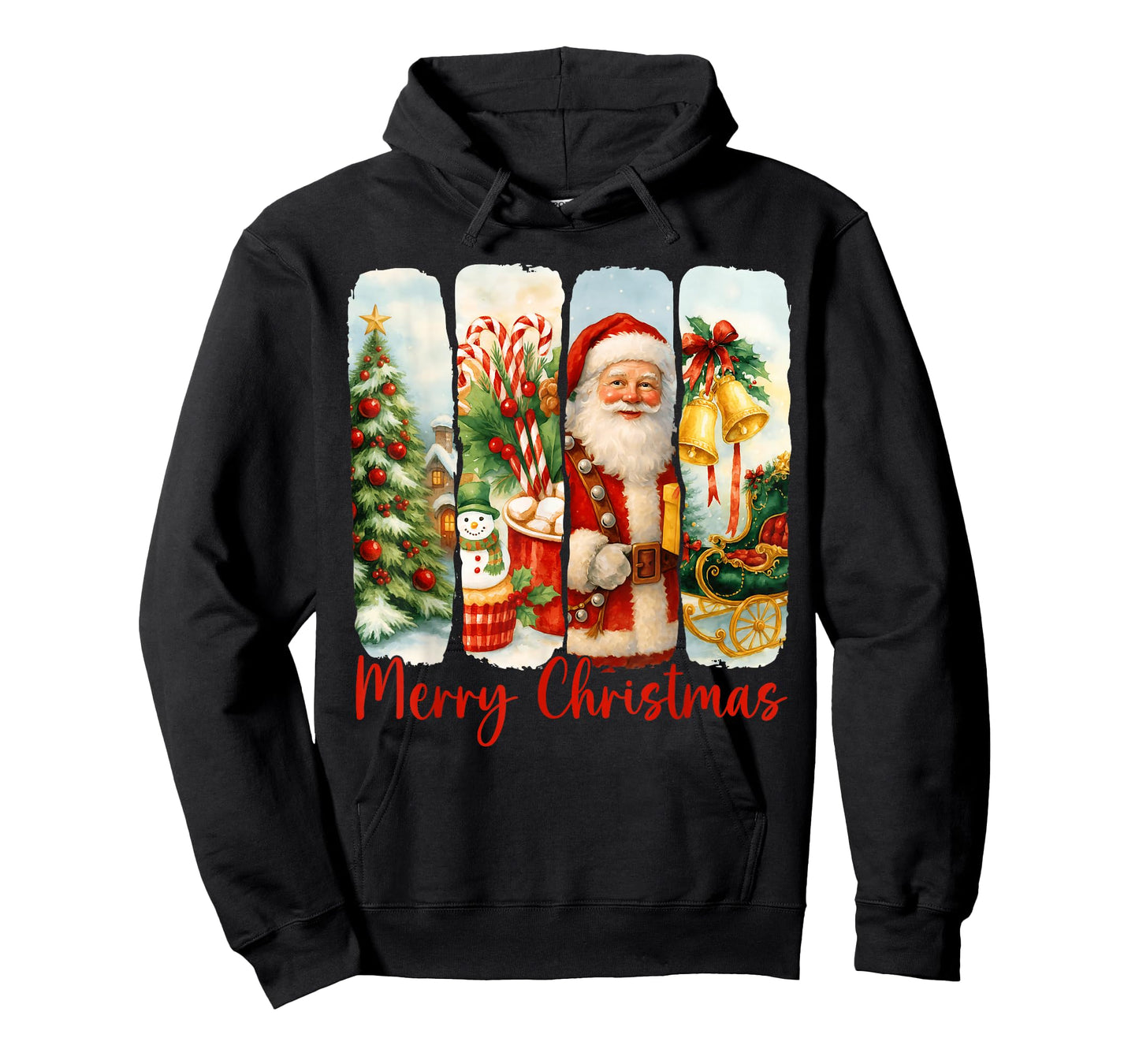 Merry Christmas Tree Santa Claus Matching Holiday Women Kids T-Shirt