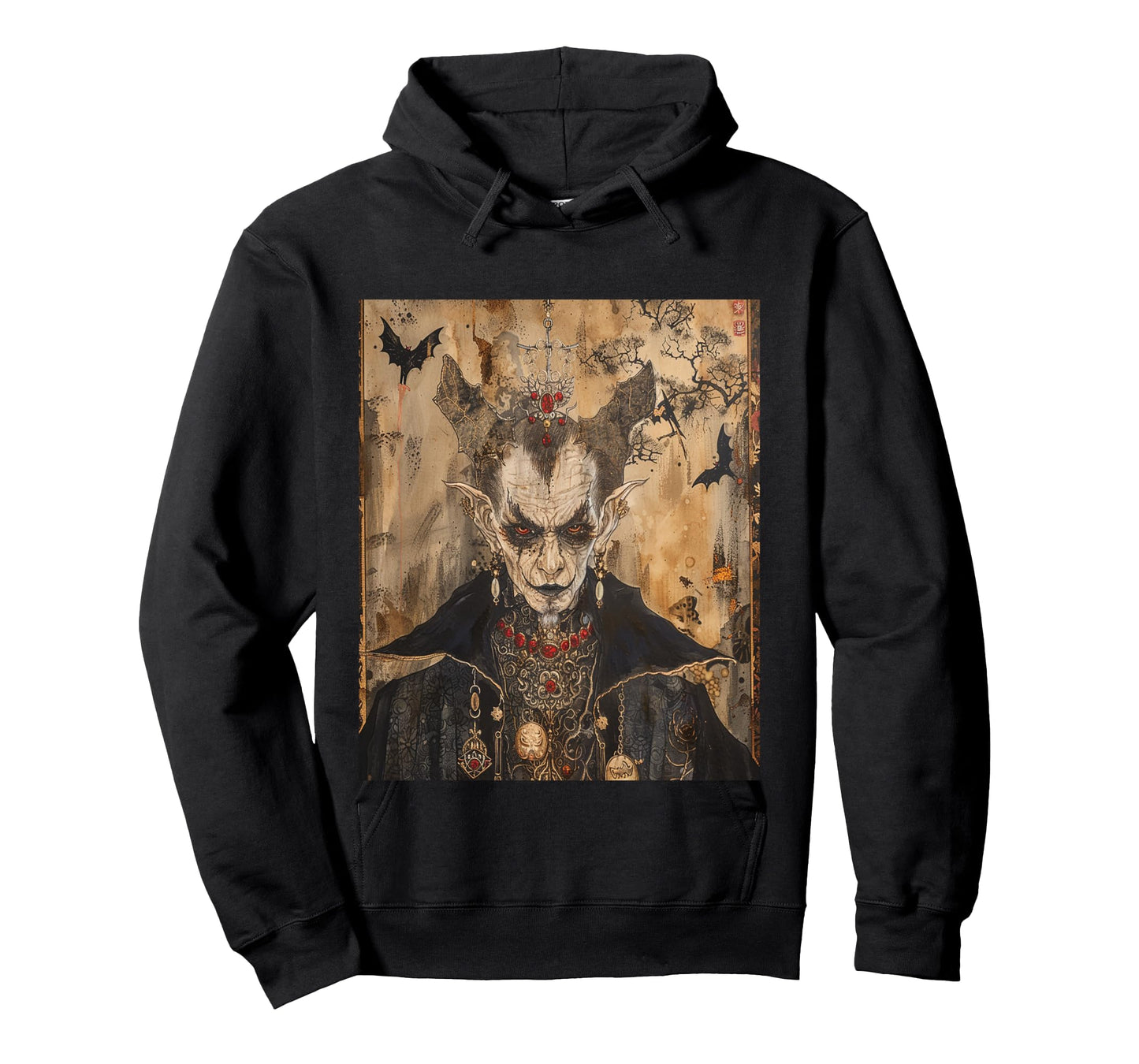 Scary Japanese Dracula Vampire Dynasty Adult Halloween Art Long Sleeve T-Shirt