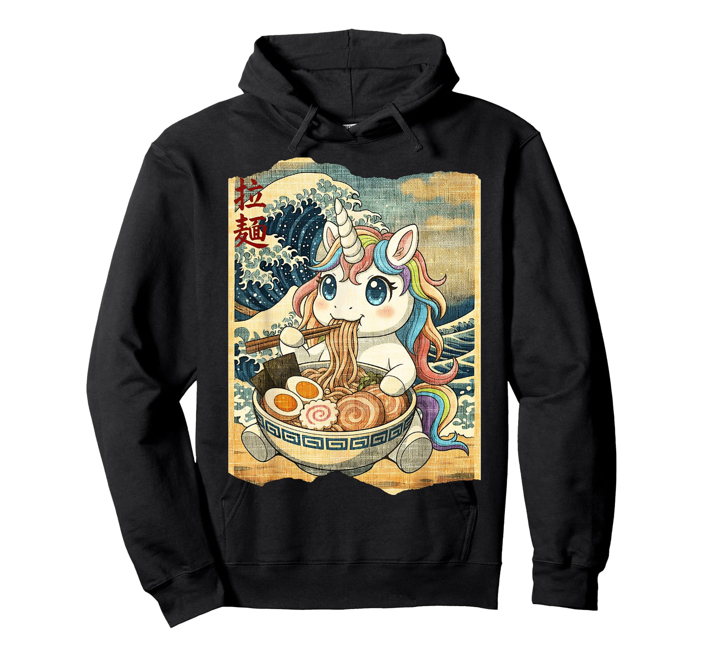 Funny Kawaii Unicorn Ramen Noodle Bowl Japanese Wave T-Shirt