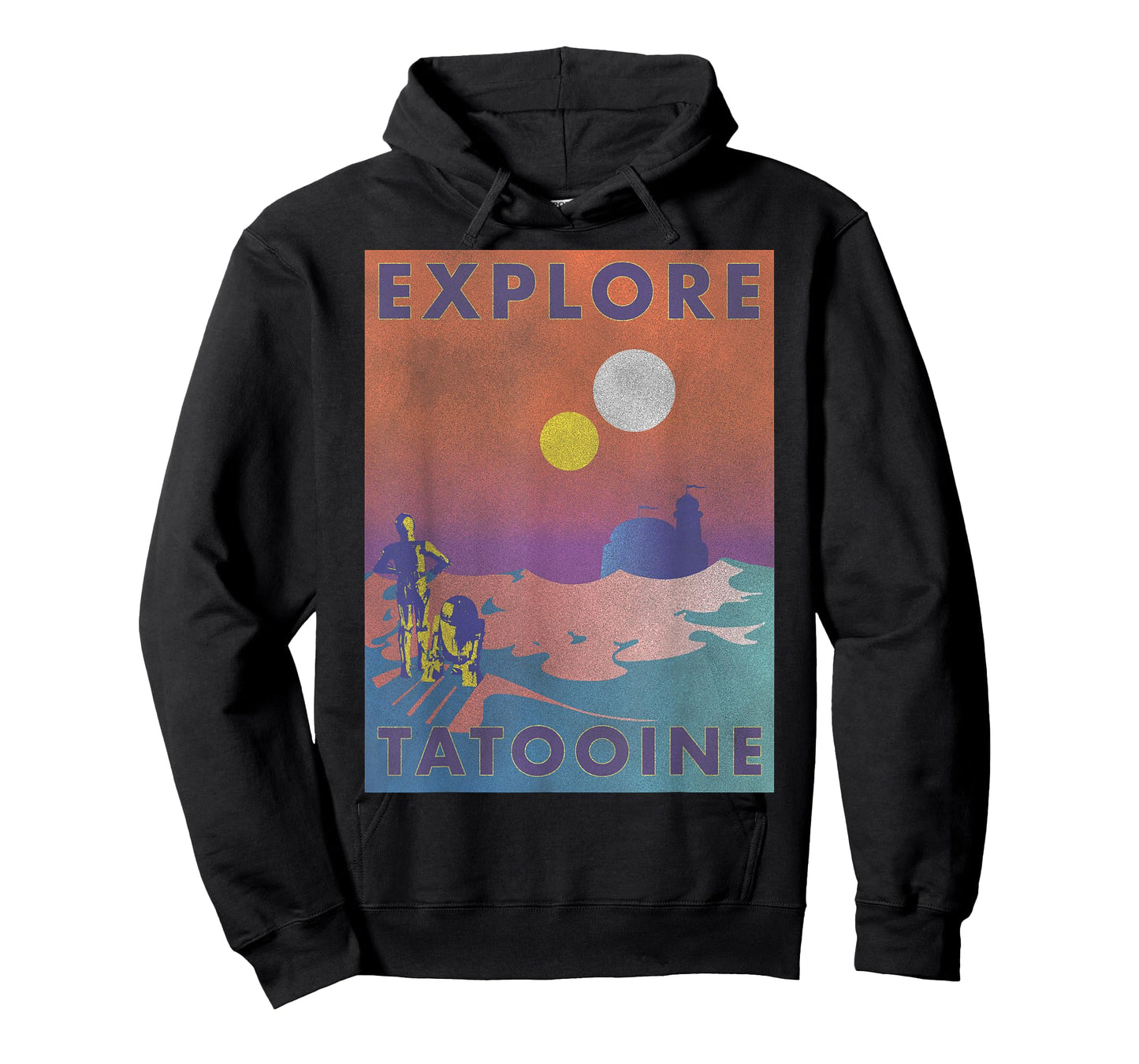 Star Wars Explore Tatooine Faded Retro C-3PO & R2-D2 Poster T-Shirt
