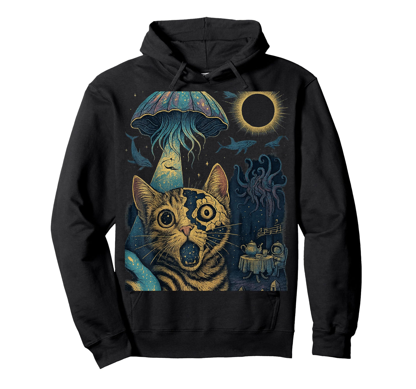 Cat Selfie Fractured Face Jellyfish UFO Astronaut Frogs T-Shirt for Men Women