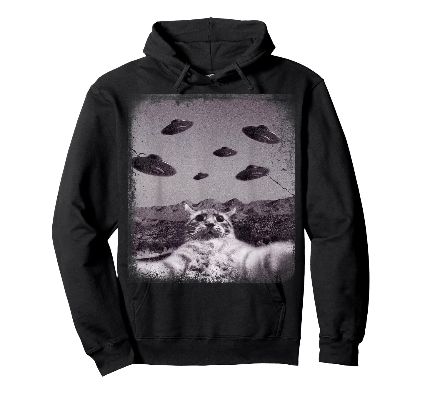 Alien UFO Cat Meme T-Shirt for Men Women Kids