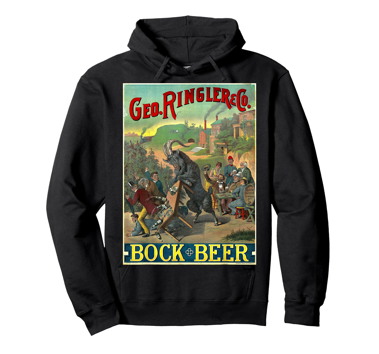 Black Goat Bock Beer Knocking Over Table of Wine T-Shirt