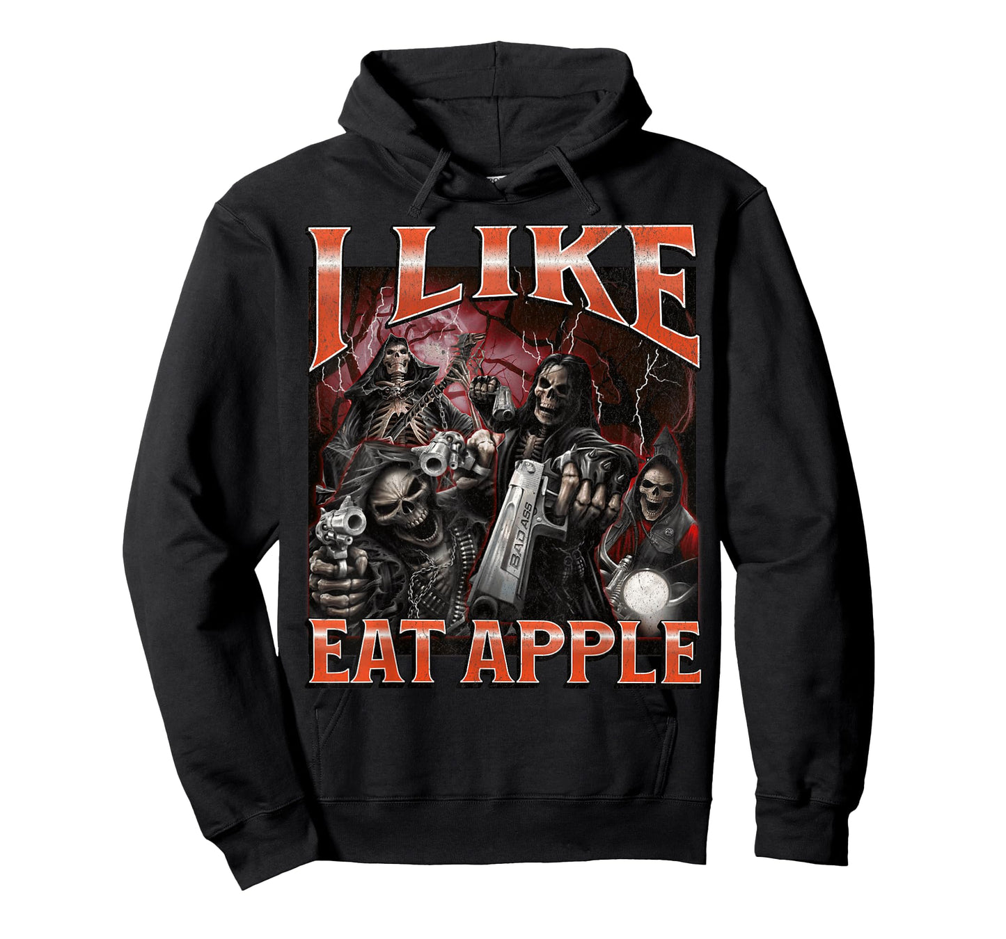 I Like Eat Apple Funny Hard Skeleton Meme Bootleg Graphic T-Shirt