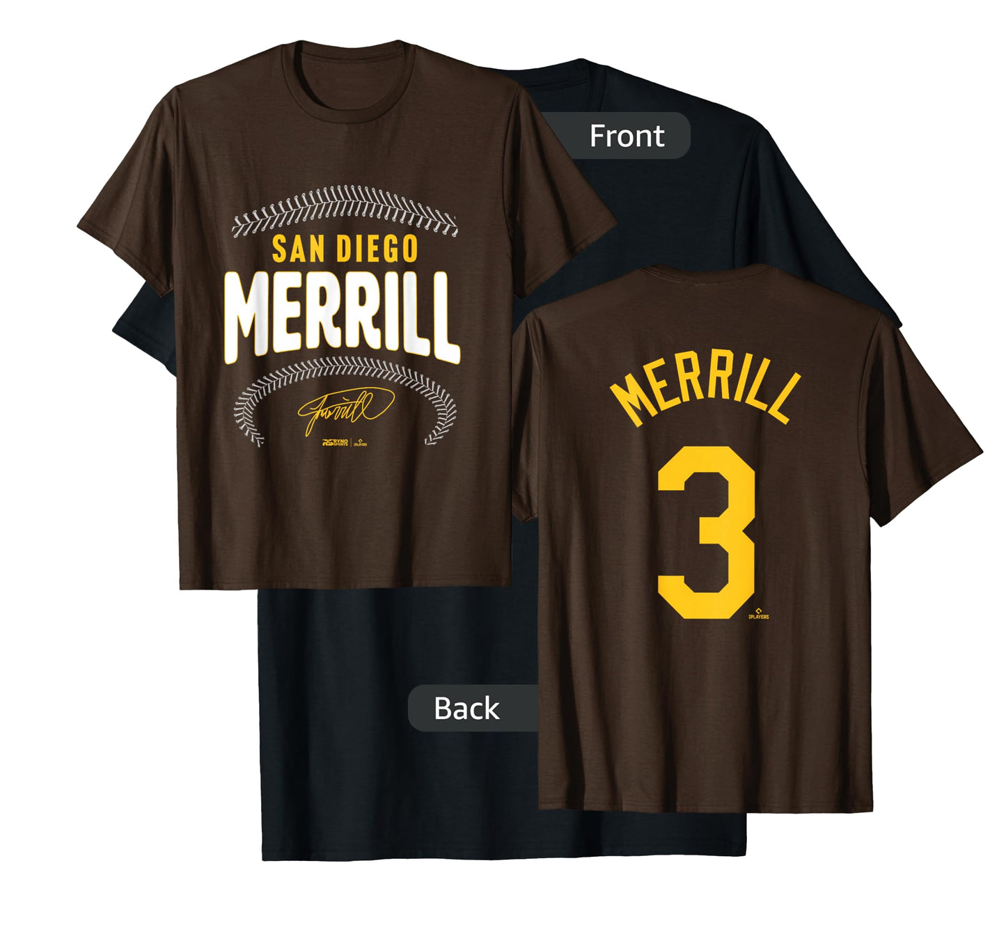 Jackson Merrill San Diego Name & Number (Front&Back) MLBPA T-Shirt