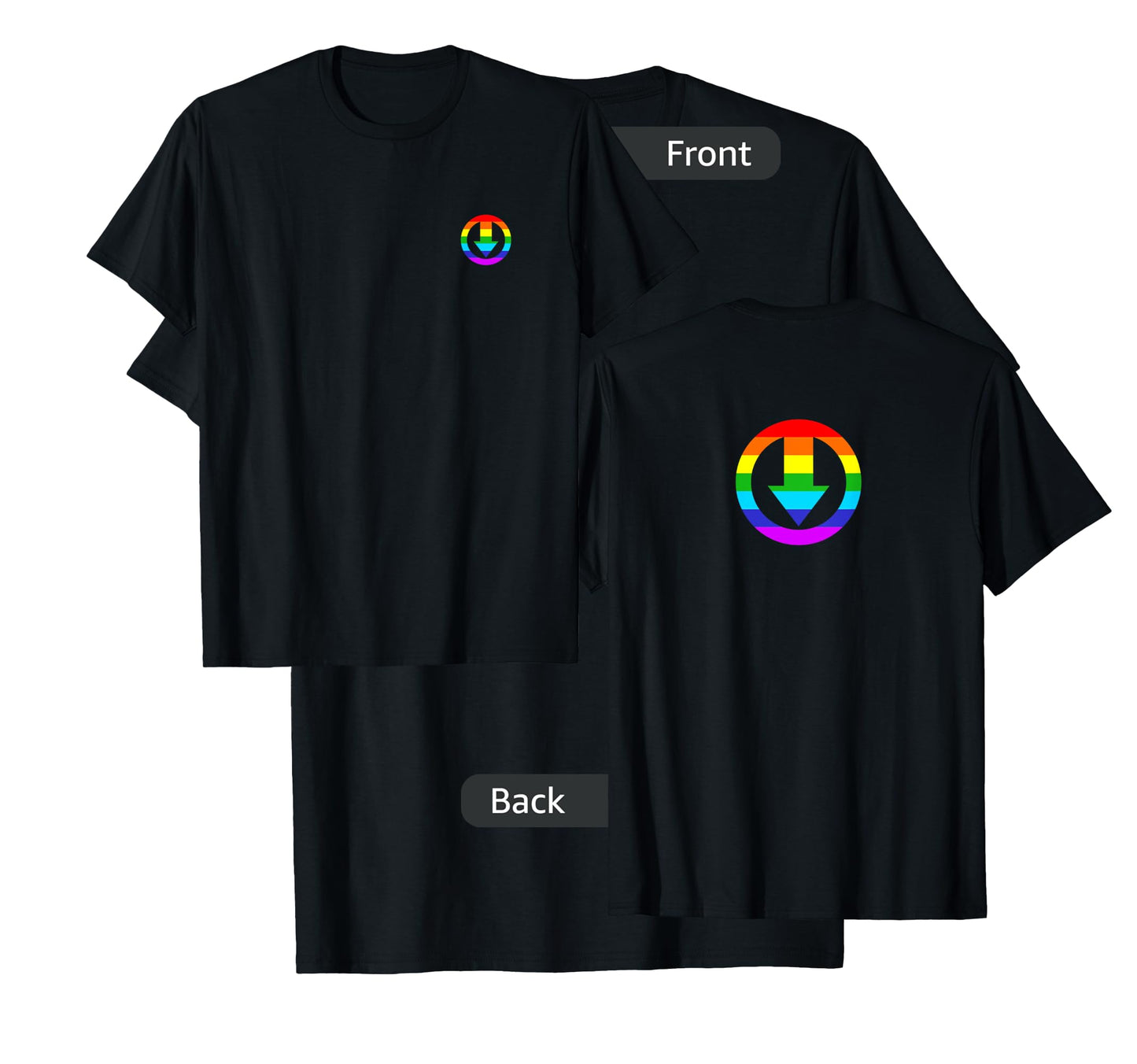 Men's Subtle Chastity Cage Logo with rainbow design T-Shirt