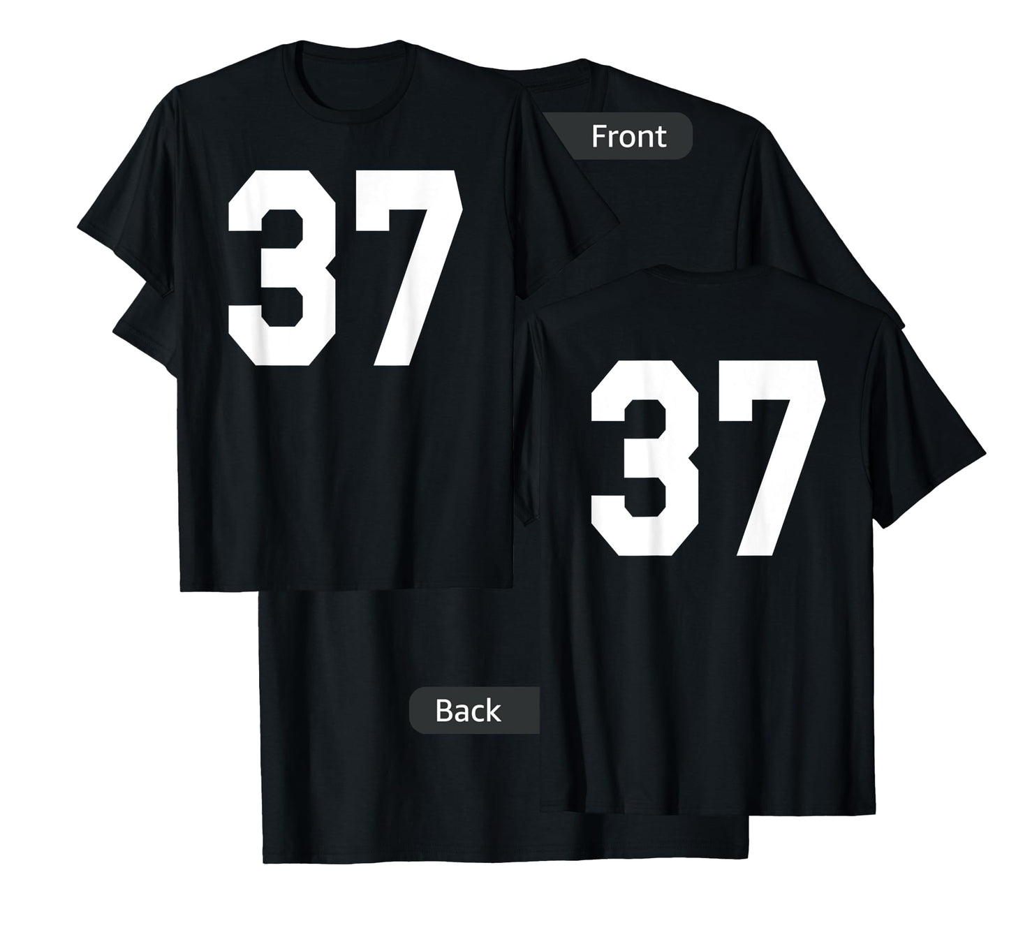Number 37 Sports Jersey Front and Back Team Player T-Shirt