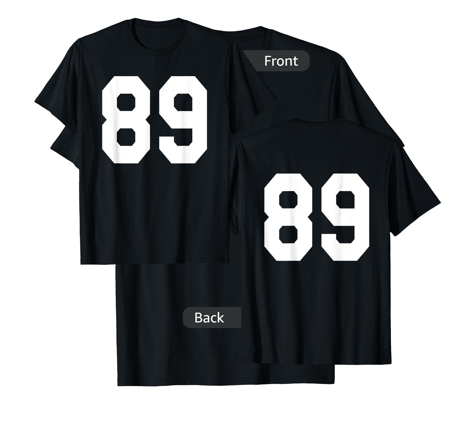 Number 89 Sports Jersey Front and Back Team Player T-Shirt