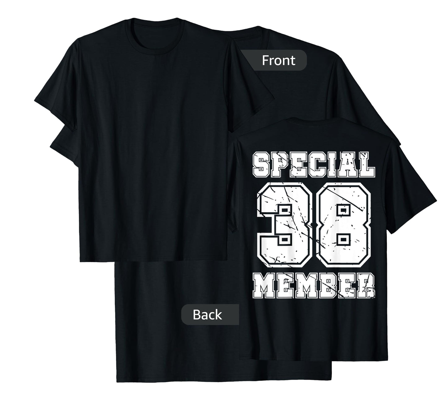 #38 Number 38 Birthday Varsity Sports Numbered backprint T-Shirt