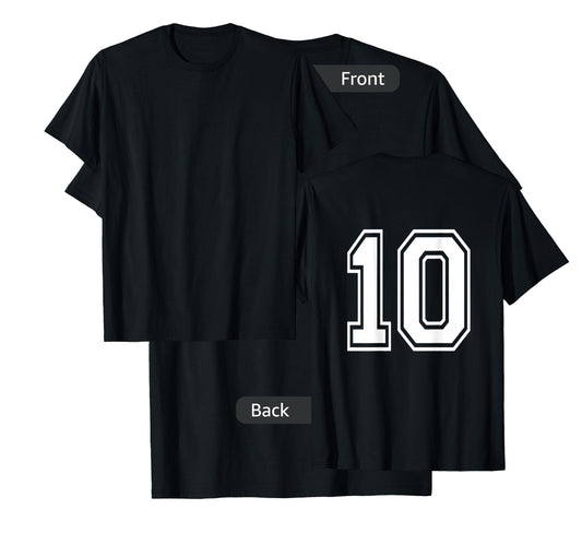 Number 10 Shirt Sports Player Number BACK of Shirt T-Shirt