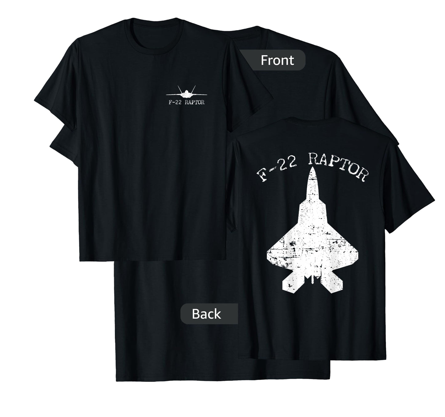 F 22 Raptor Fighter Jet Distressed Silhouette T-Shirt