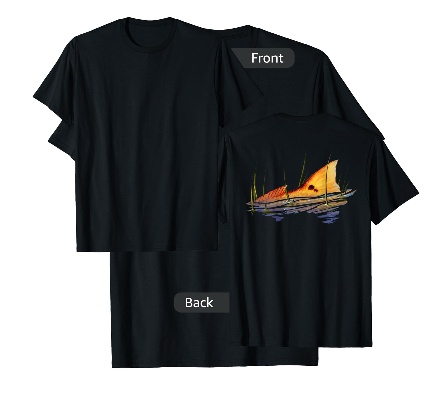 BACK PRINT Tailing Redfish | Red Drum Fish | Redfish Tail T-Shirt