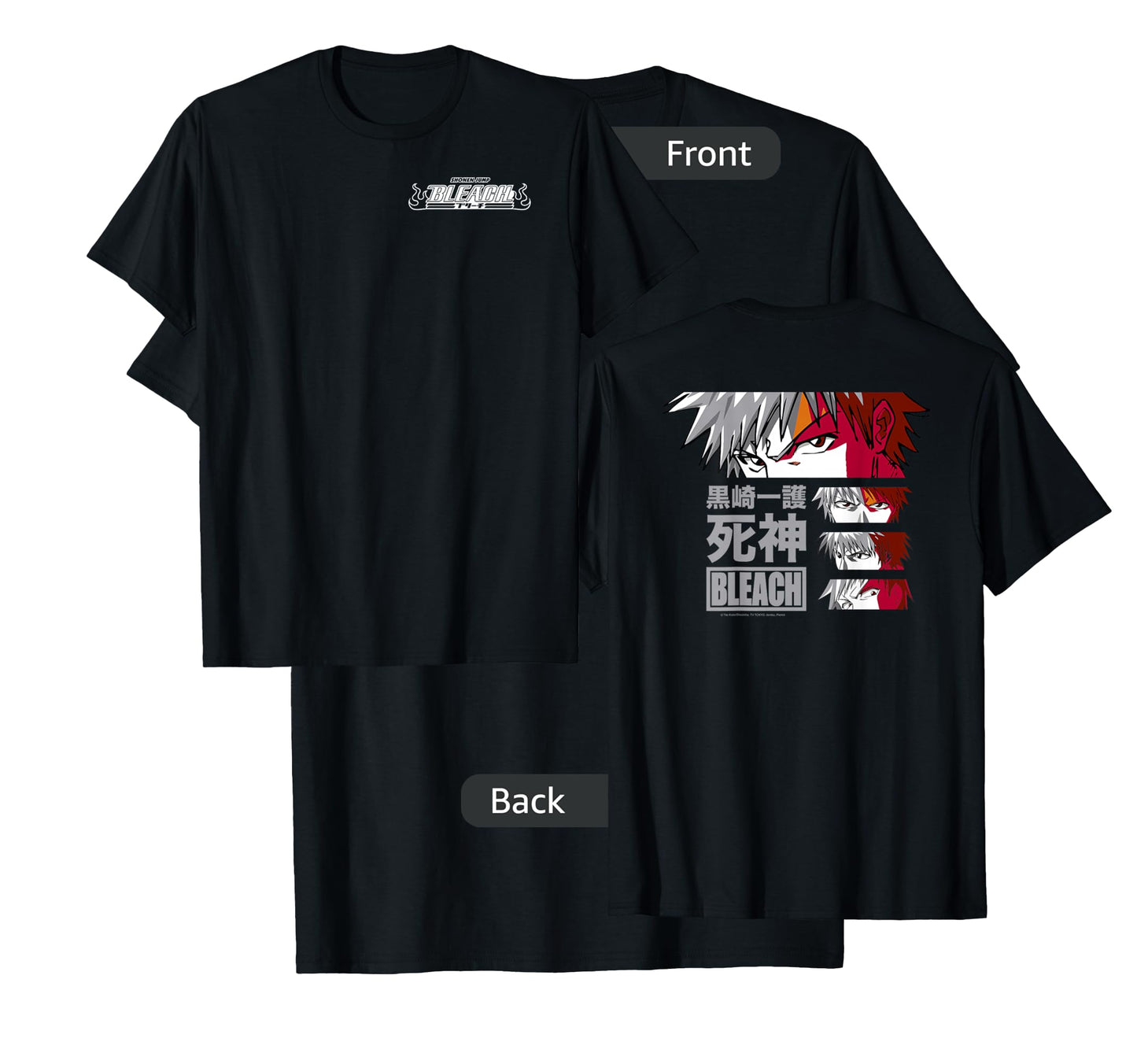 Bleach Ichigo Eyes with Kanji Front and Back Anime T-Shirt