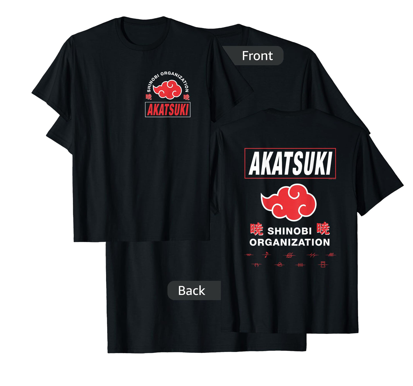 Naruto Shippuden Akatsuki Shinobi Org Front Back Anime T-Shirt