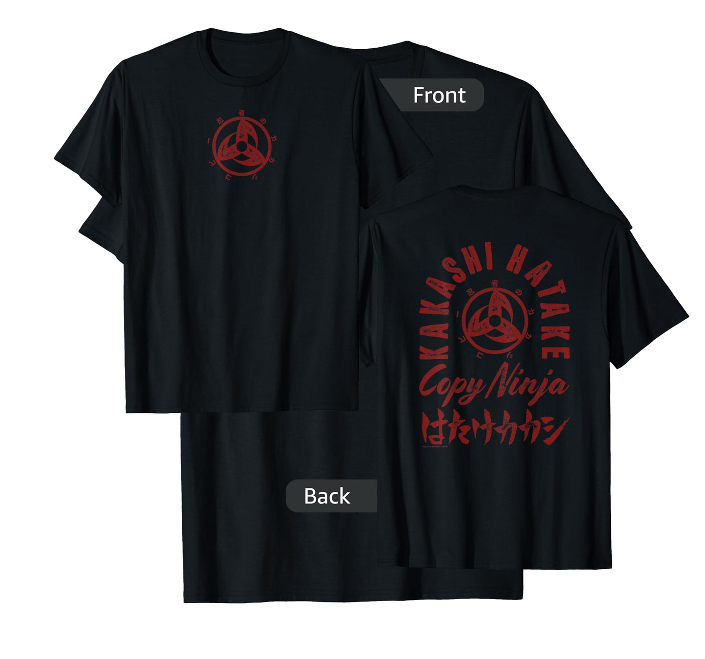Naruto Shippuden Kakashi Hatake Ninja Front and Back Anime T-Shirt
