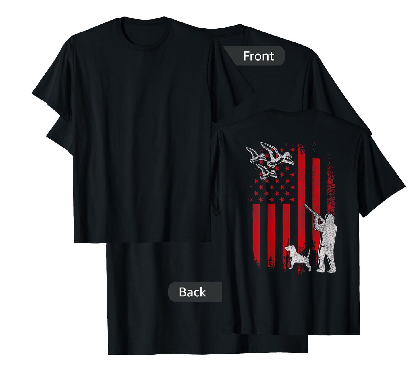 Duck Bird Hunter Distressed USA American Flag Hunting Squad T-Shirt for Women Kids Men