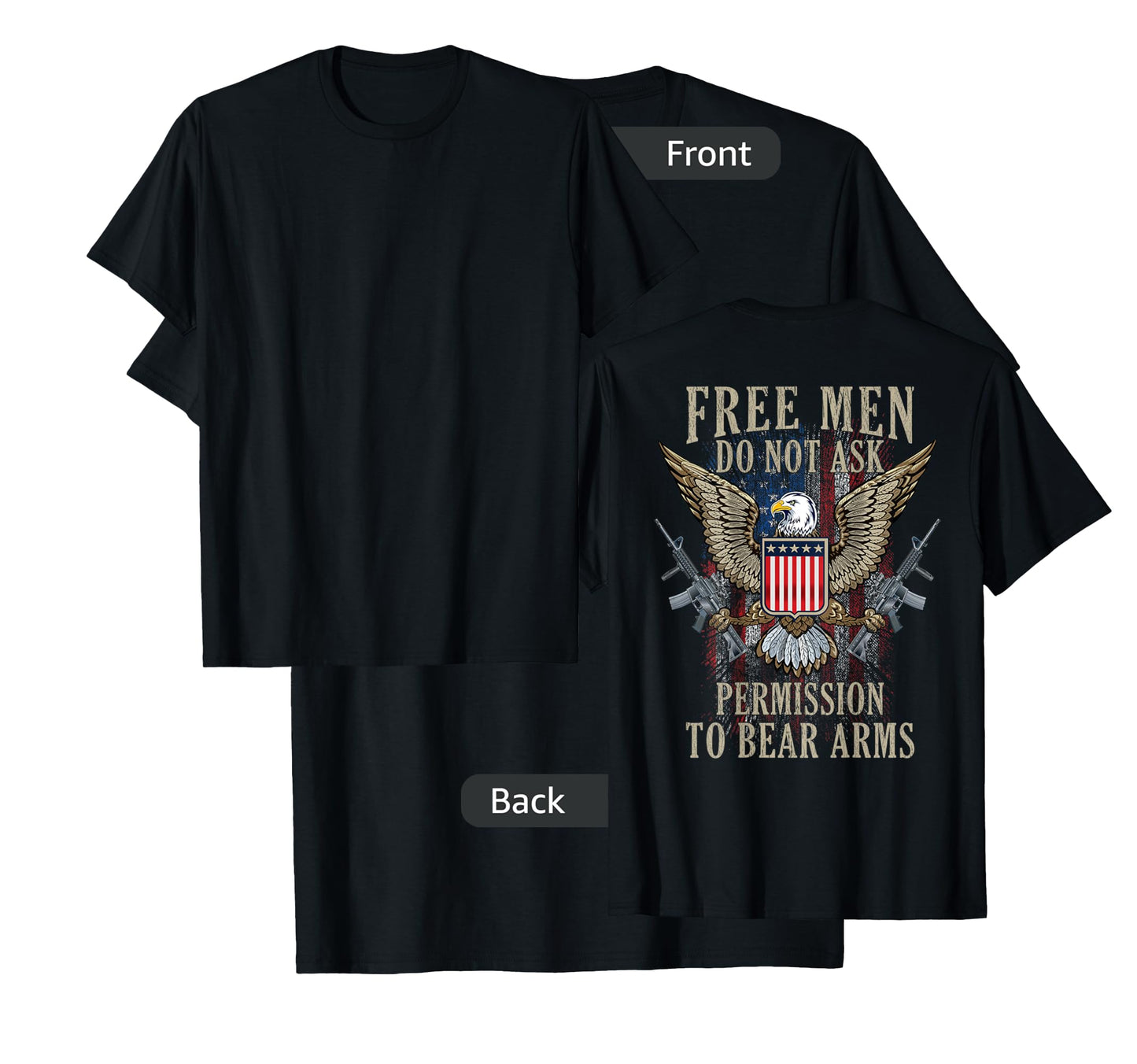 Free Men Do not ask Permission to Bear Arms Pro 2A On Back T-Shirt