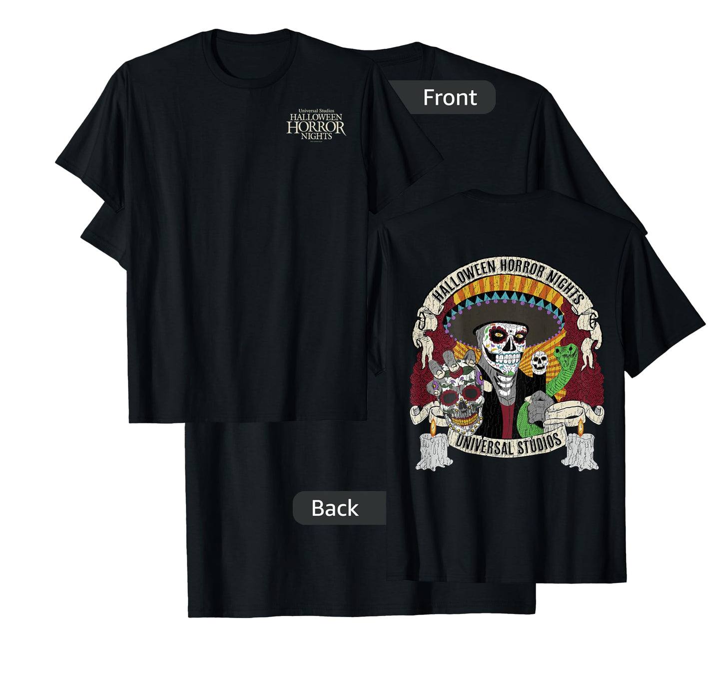 Halloween Horror Nights HHN Dia De Los Muertos Front & Back T-Shirt