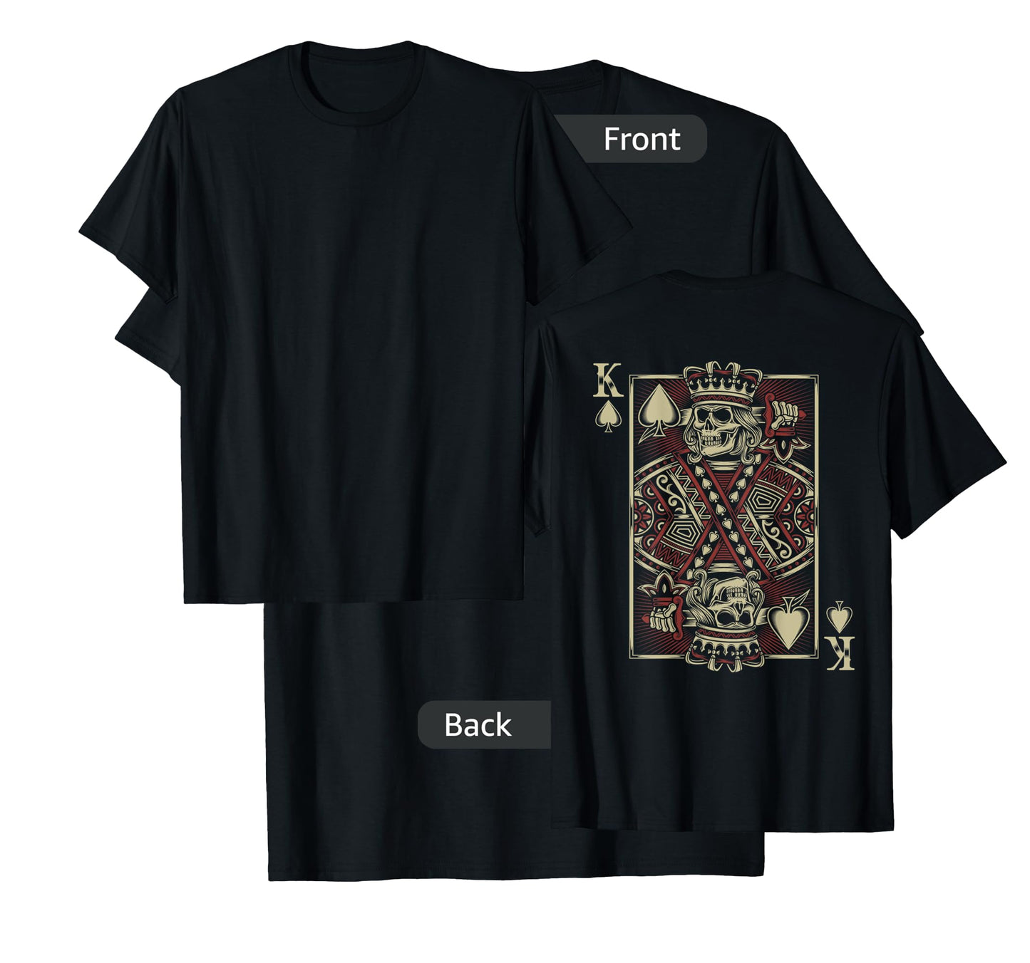 Skull Motorcycle Shirt Biker King of Spades Poker Card Game