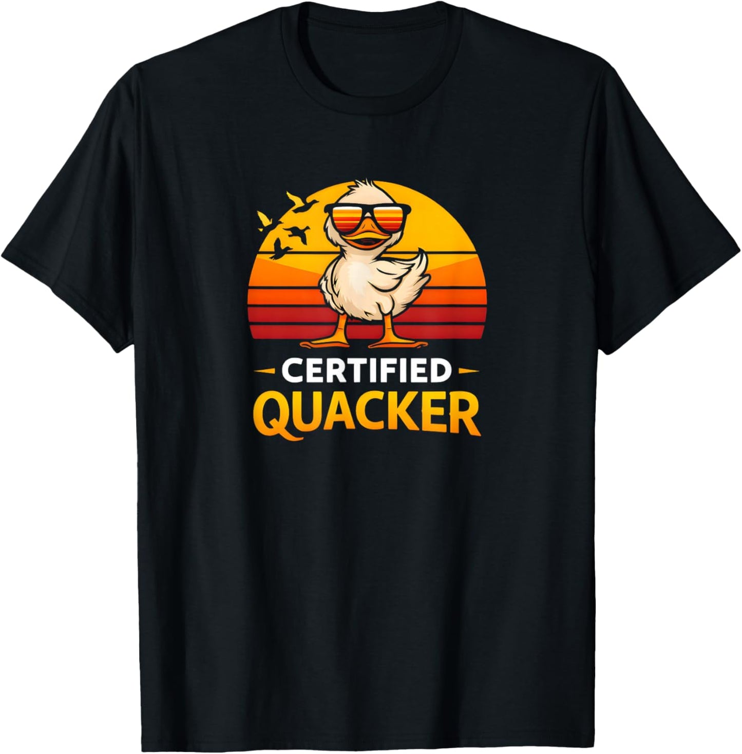 Certified Quacker Funny Duck Humor Bird Lover Retro Style T-Shirt - T-Shirt | Black