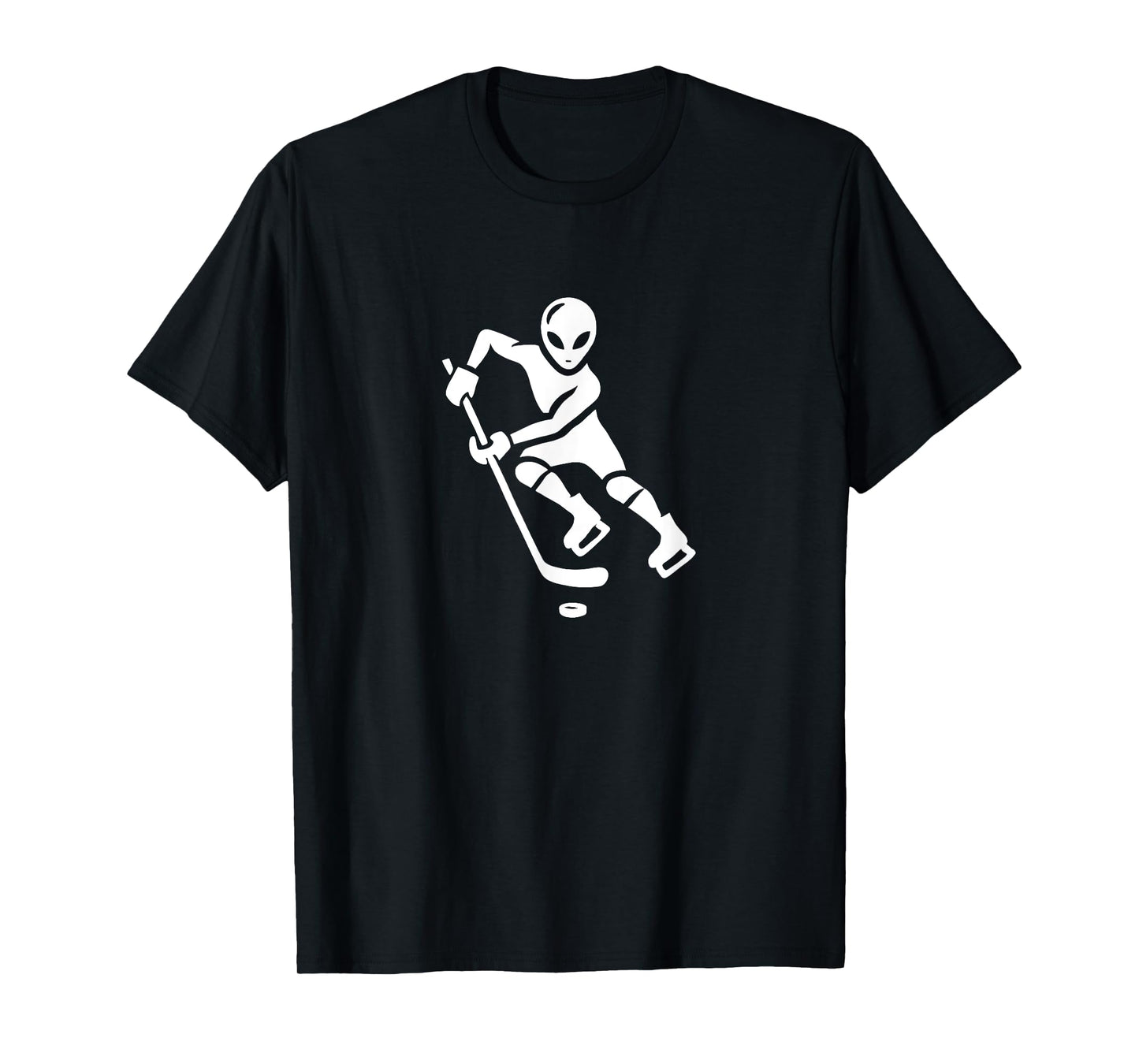 Alien Hockey Player Silhouette Minimalist Extraterrestial T-Shirt