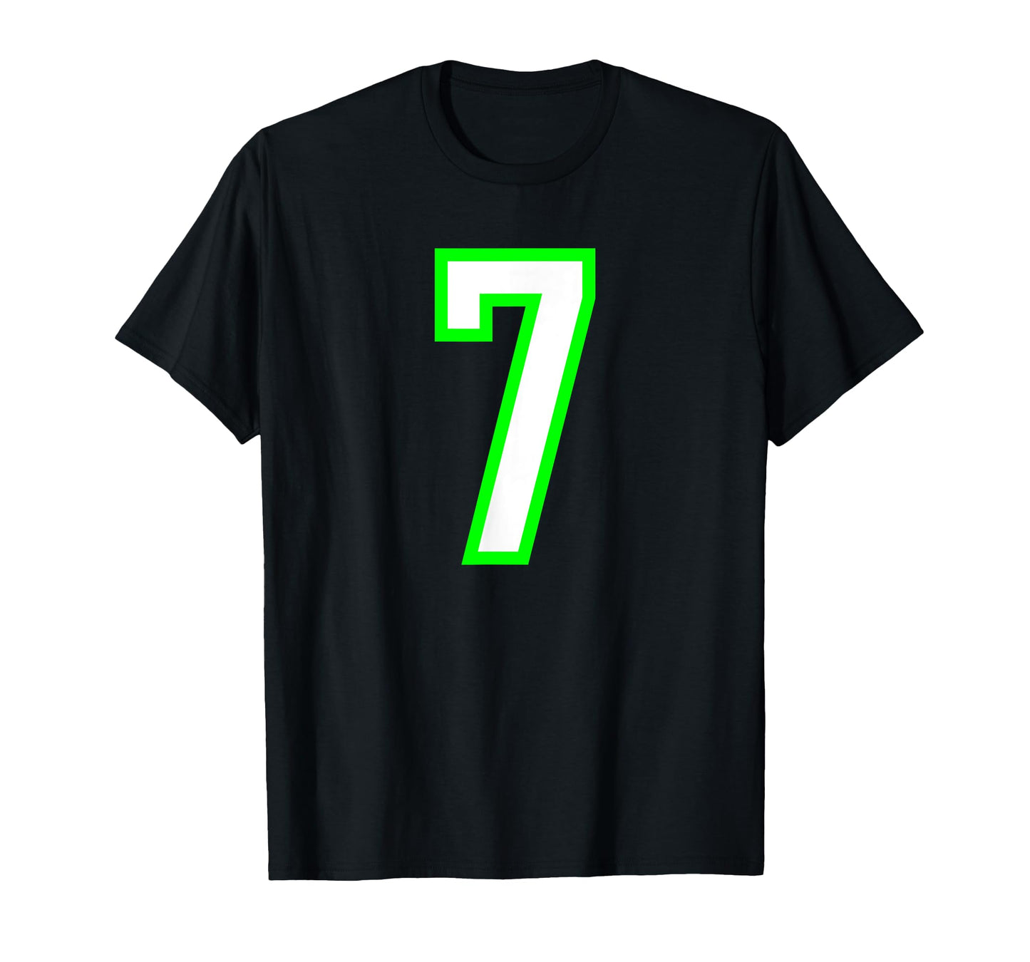 Sports Team Number #7 White Lime Number 7 T-Shirt