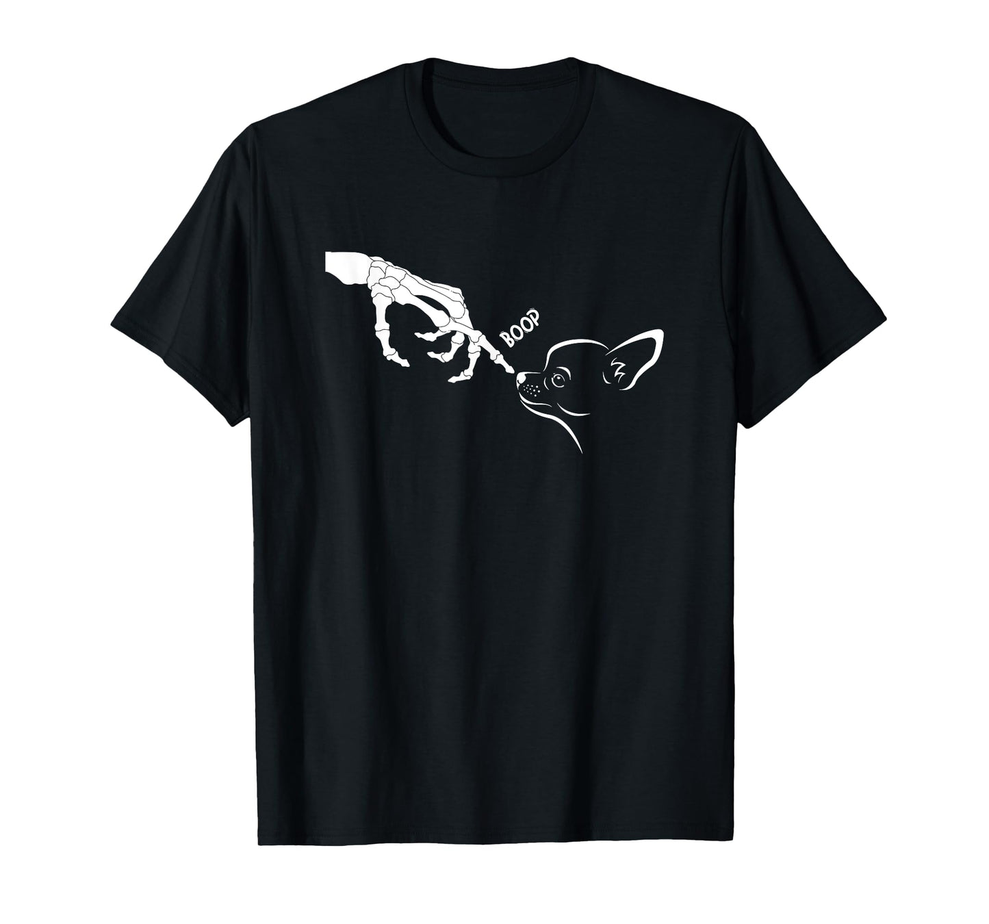 Dog Scary Skeleton Hand Boop Spooky Halloween Chihuahua T-Shirt
