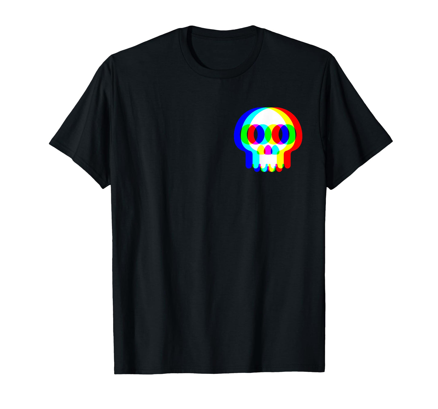 Funny Skull Trippy Vaporwave Halloween Techno Rave EDM Music T-Shirt