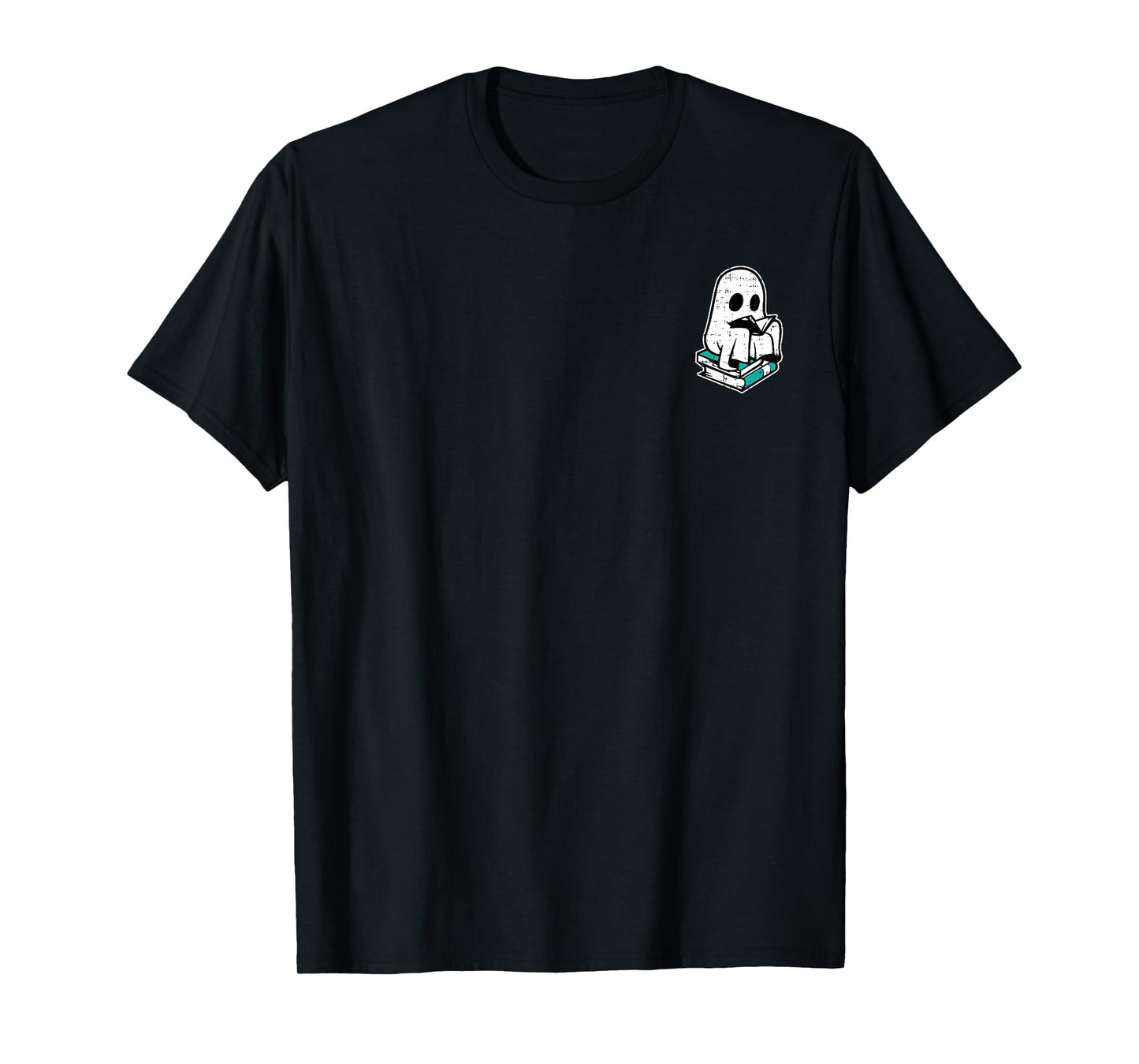 Ghost Reading Books Halloween Costume Teacher Librarian Men Women Kids T-Shirt