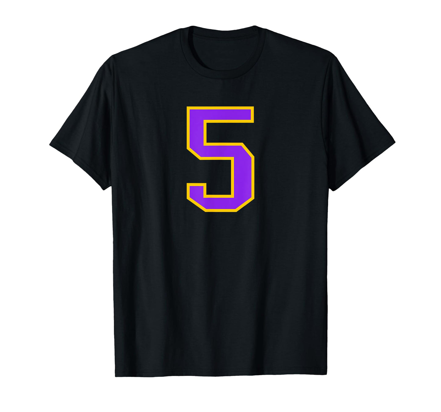 Number #5 Yellow Purple Varsity Number T-Shirt