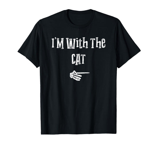 I'm With Cat Halloween Costume Funny Couples Matching T-Shirt for Men Women Kids