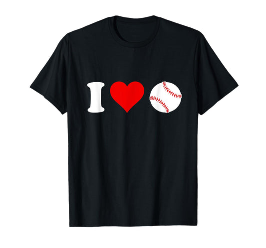 I Love Baseball Sports Fan Heart Shaped Baseball Fan T-Shirt