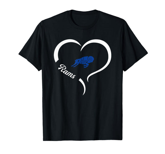 Old Saybrook Rams Logo Half Heart Slogan HS T-Shirt