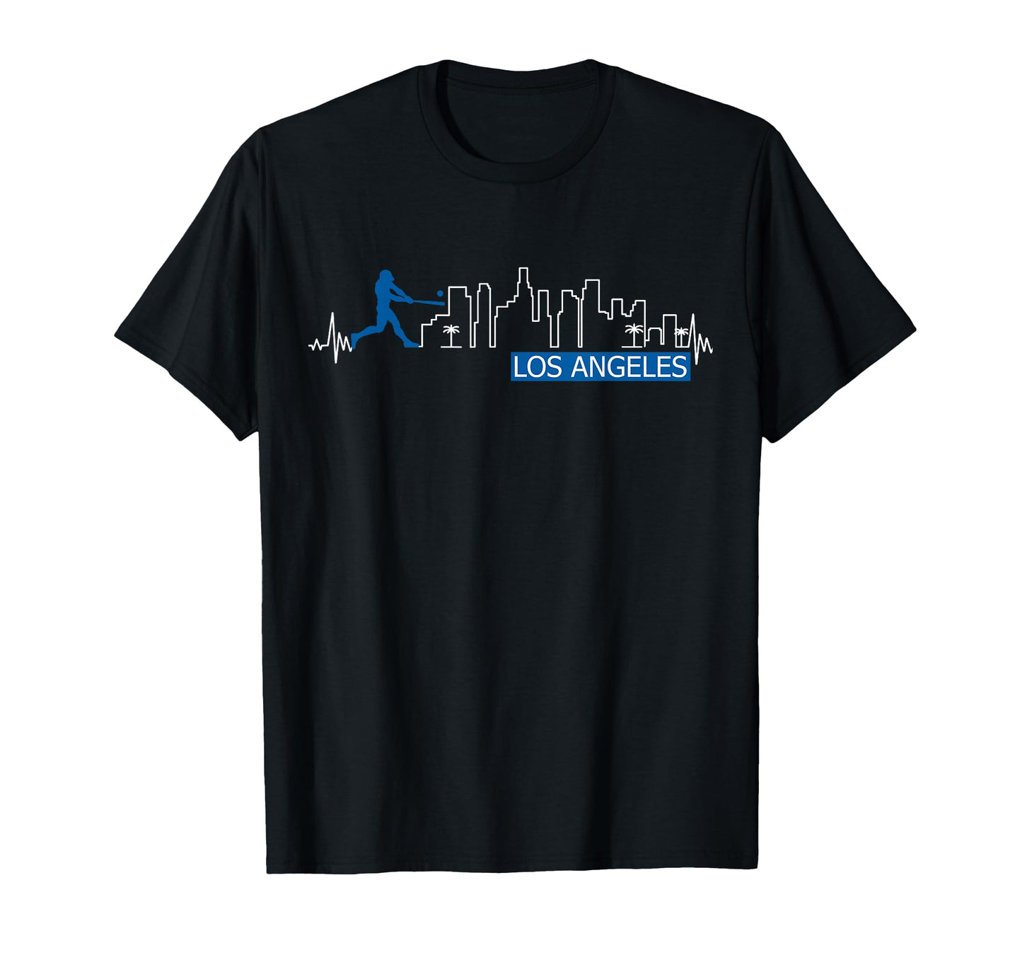 Los Angeles Lovers Skyline Baseball Heartbeat Men Women T-Shirt